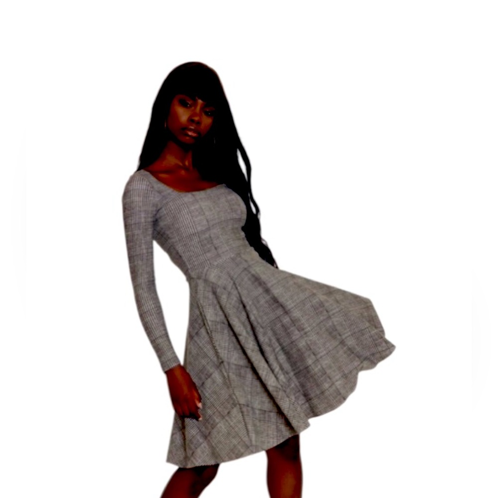 Blackmilk Tweed Squared Up Longline Skater Dress Like New Size Medium